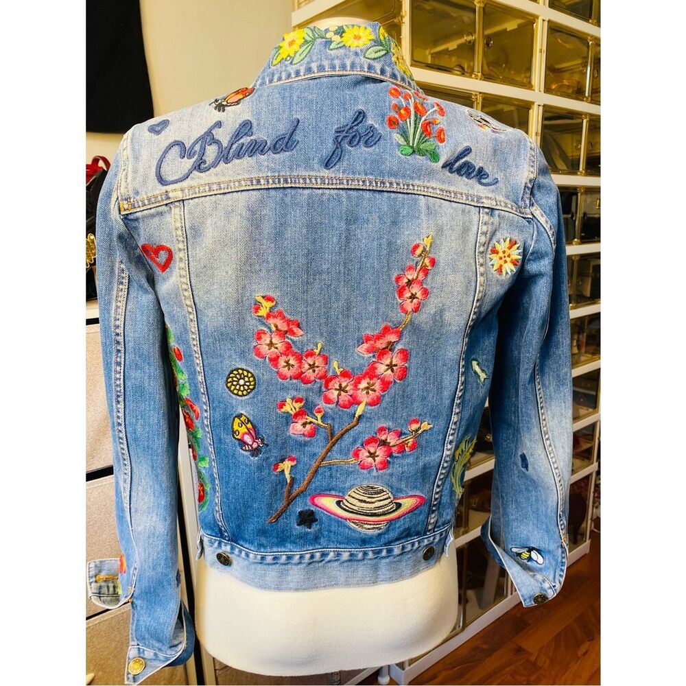 Gucci California Embroidered GG Denim Jacket Size Small - Picture 6 of 17